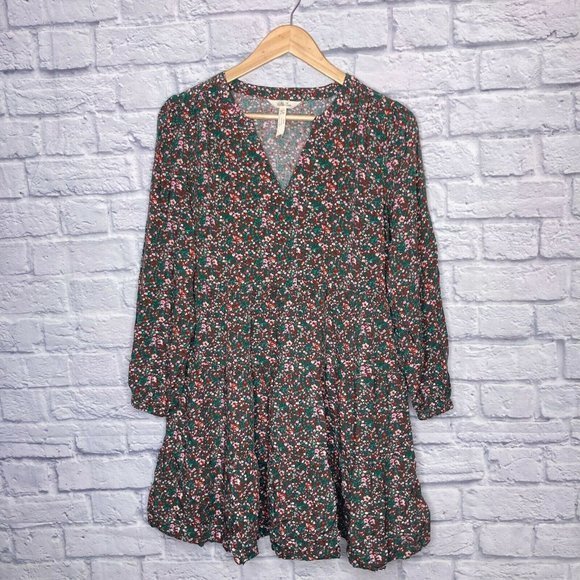 Matilda Jane‎ Small S Fabulously Floral Green Pink Tiered Mini Tunic Dress Boho - Picture 6 of 8